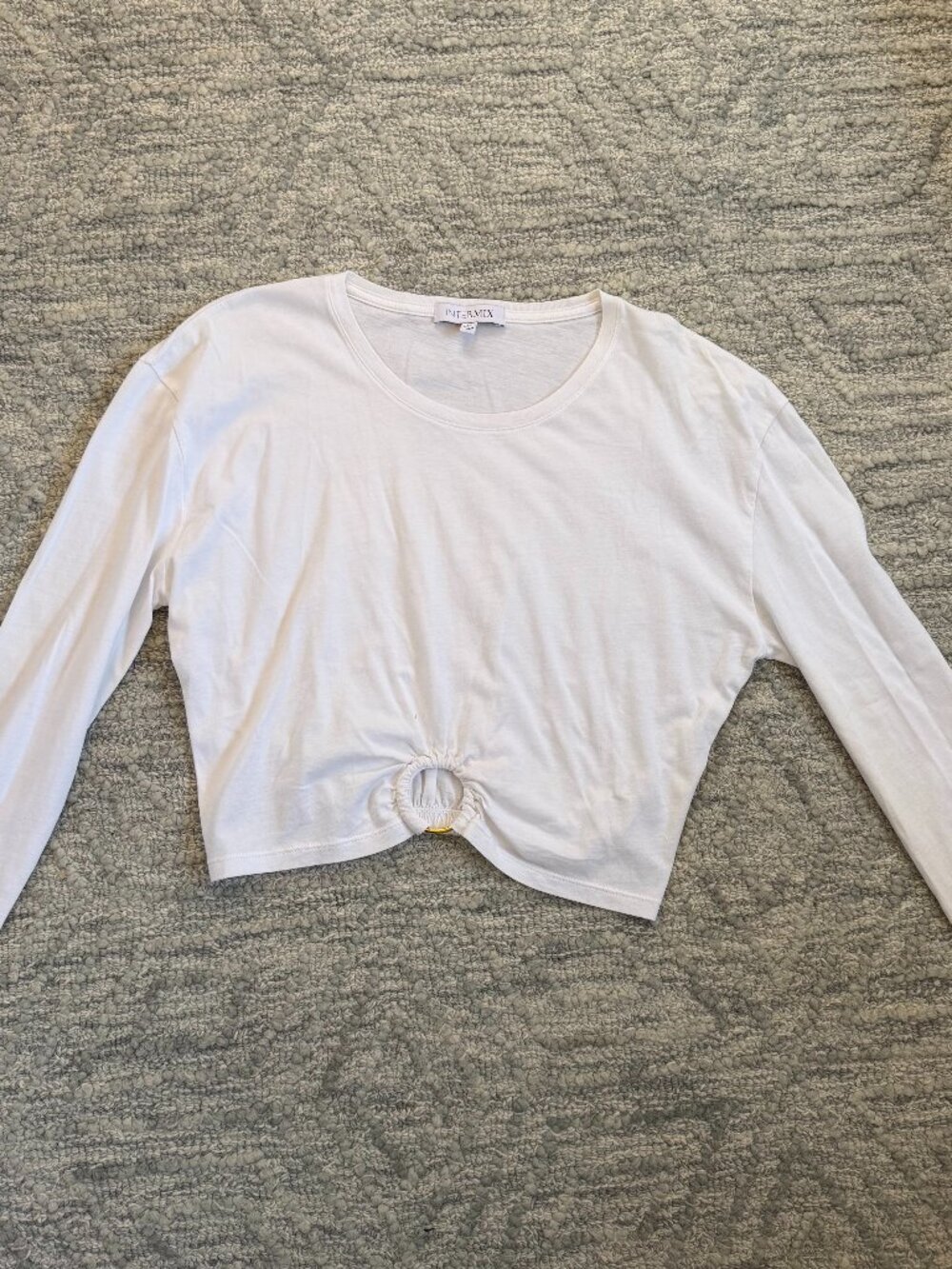 INTERMIX Luna White Ring Detail Cropped Cotton Top Size M